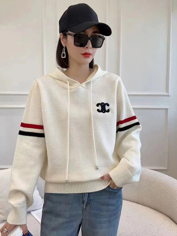 【Tops】フード付きニット W13338