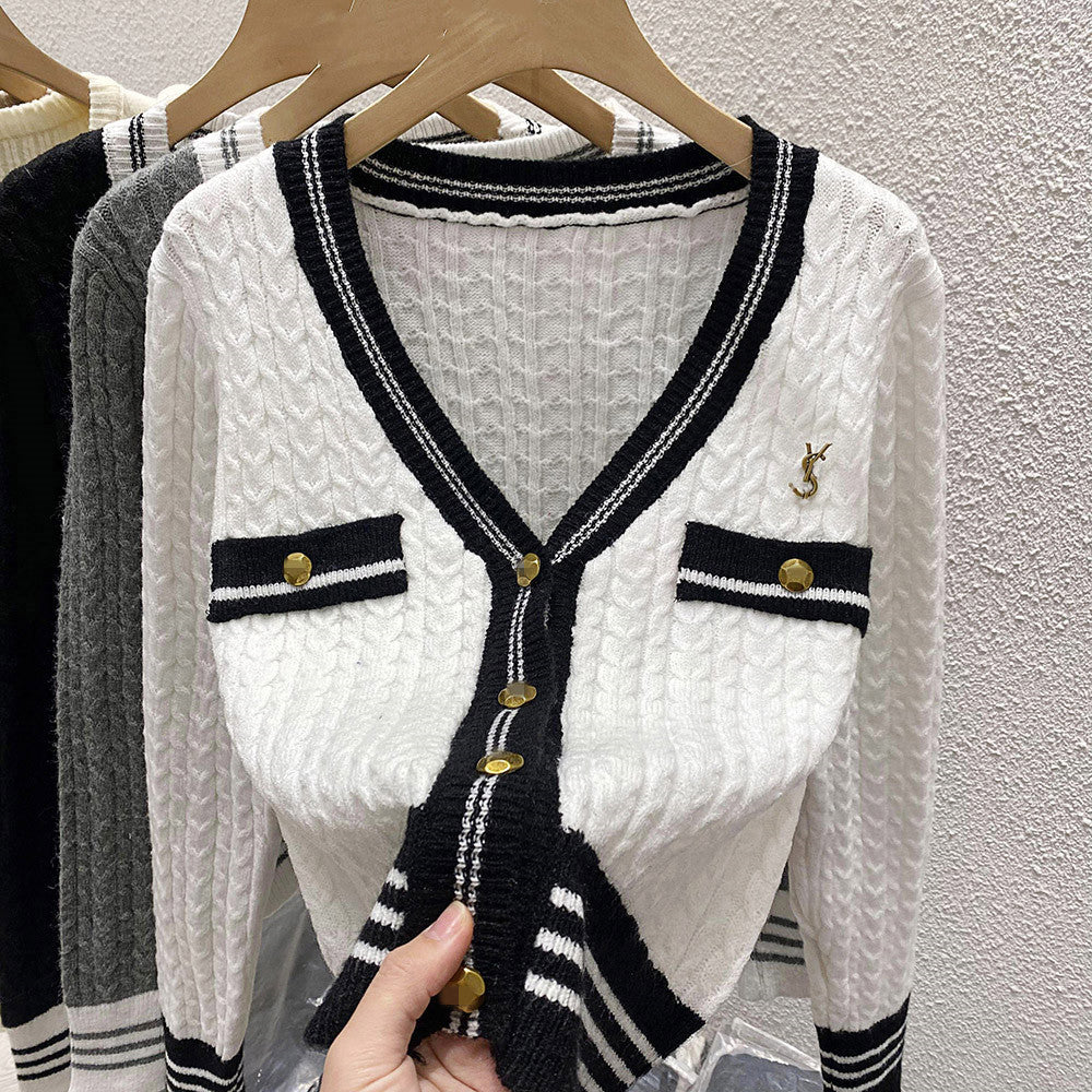 【Outer】3色展開配色カーディカン W13131