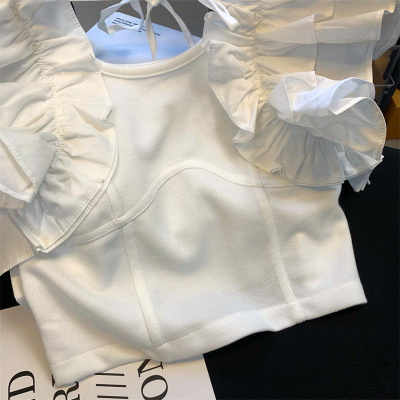 【Tops】フリルシャツ W12492