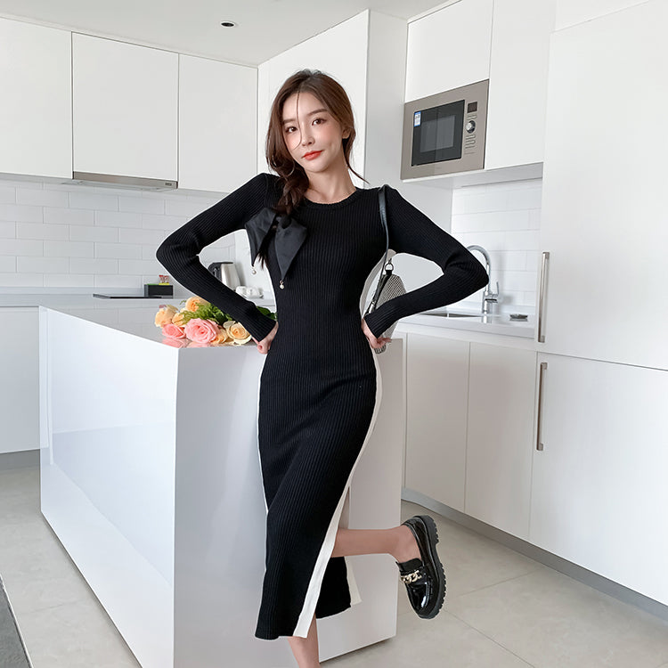 【Dress】春秋新品ニットワンピース W13129