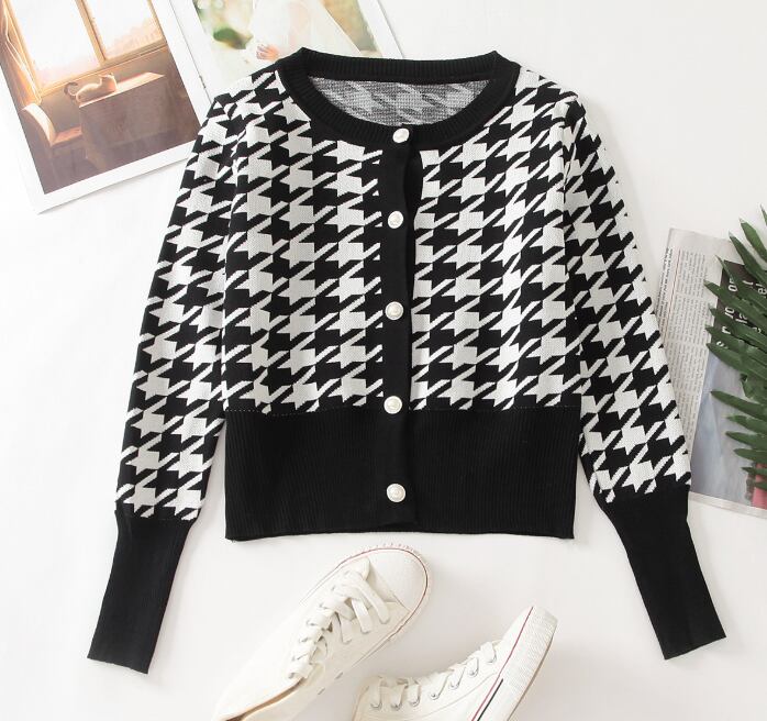 【set】韓国千鳥格のカットソーのキャミソール2点セット