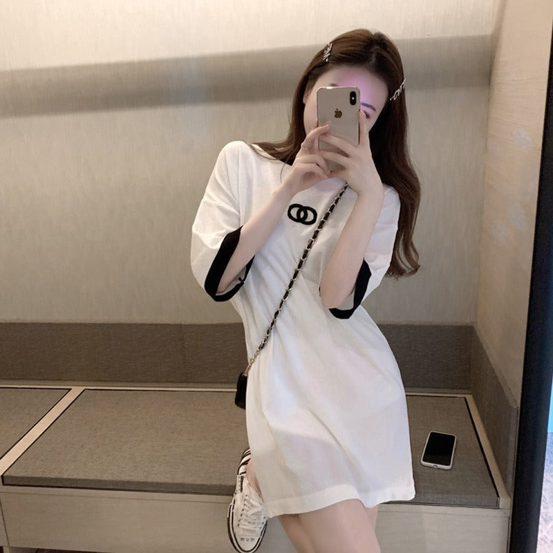 【Dress】配色カジュアルワンピース W12728