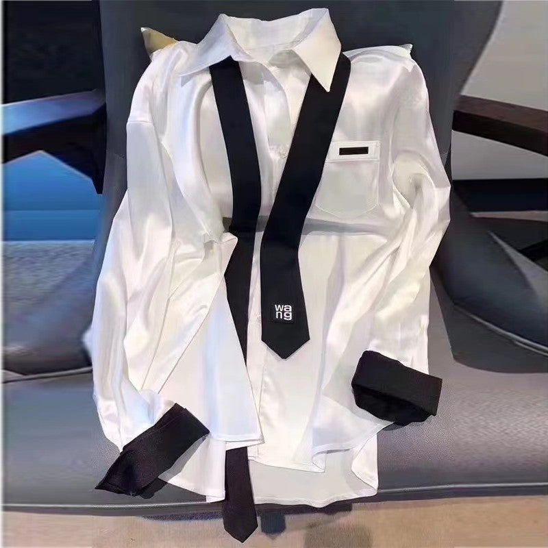 【Tops】配色シャツ W13109