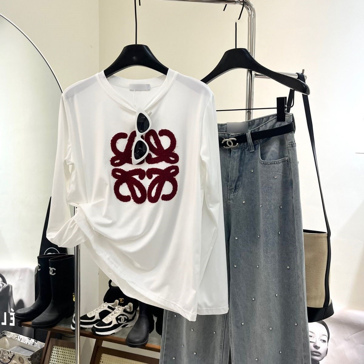 【Tops】ゆったり長袖Tシャツ W13637