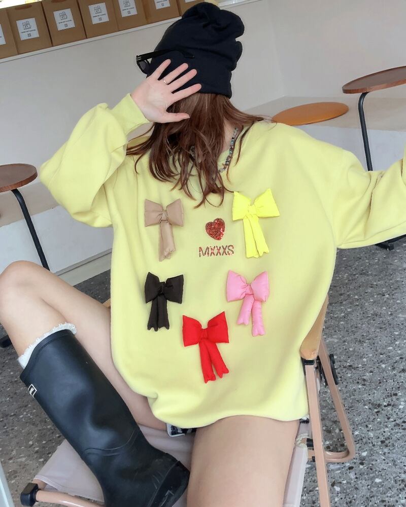 【tops】リボン付きスウェット N2411