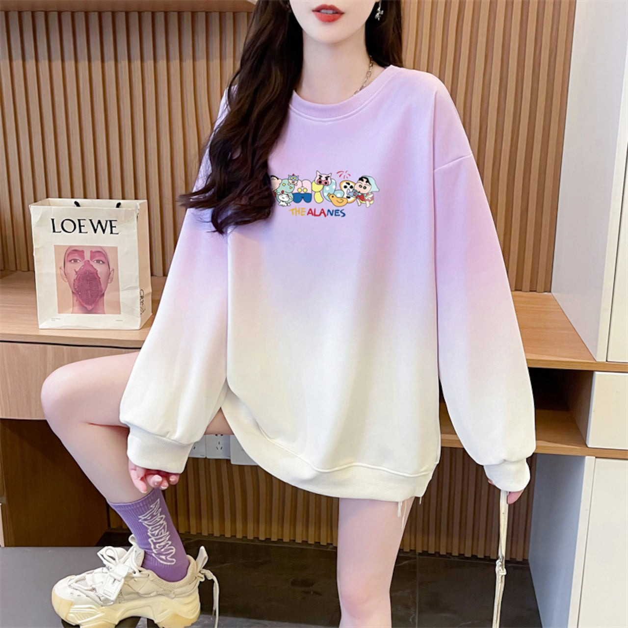【Tops】グラデーションキャラクタープルオーバー W13985