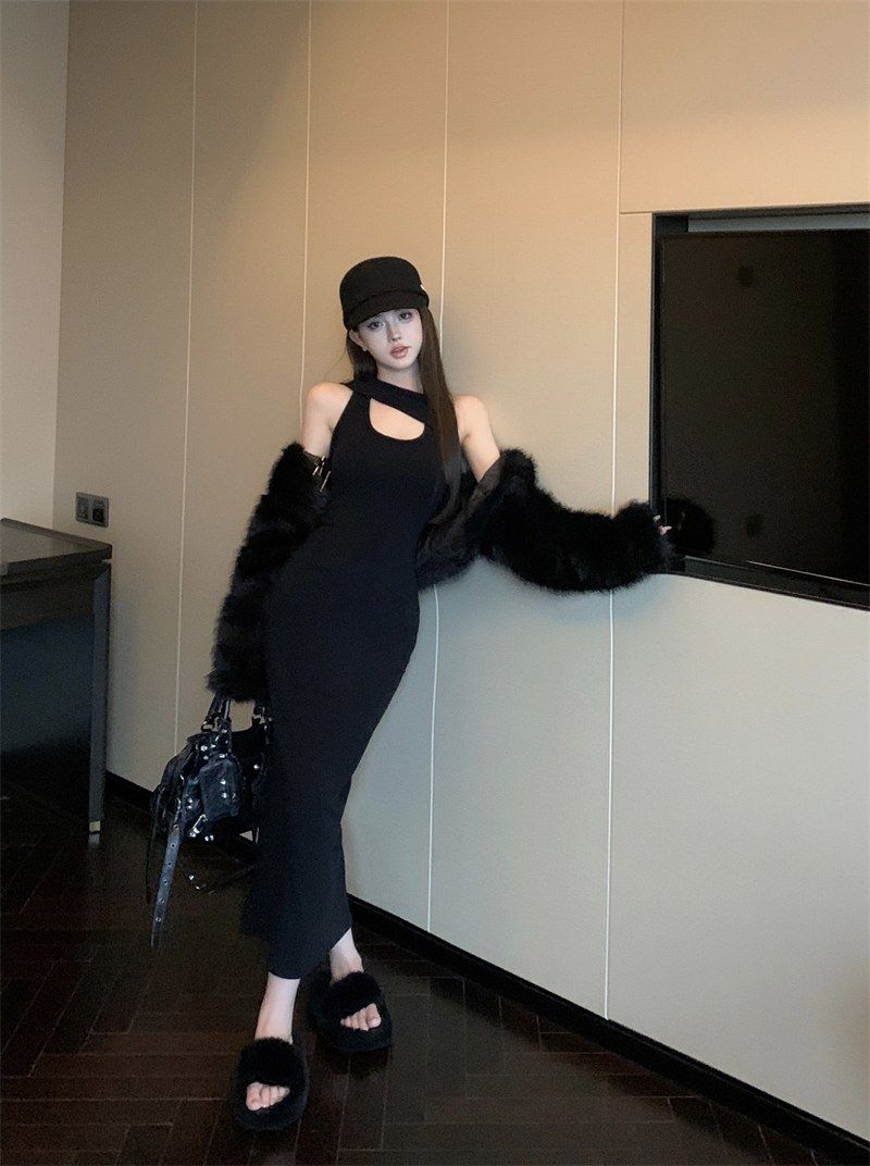 【Set】ファージャケット+ワンピース セット Z7923