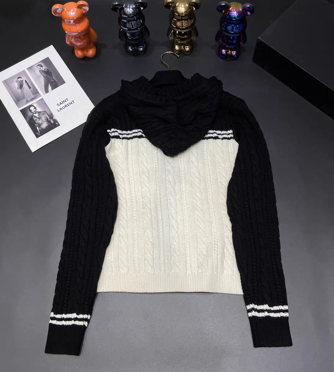 【Outer】配色ニットカーディガン W13415