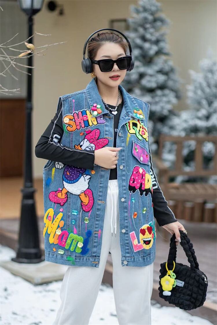 【outer】カートゥーンデニムジレ M21370