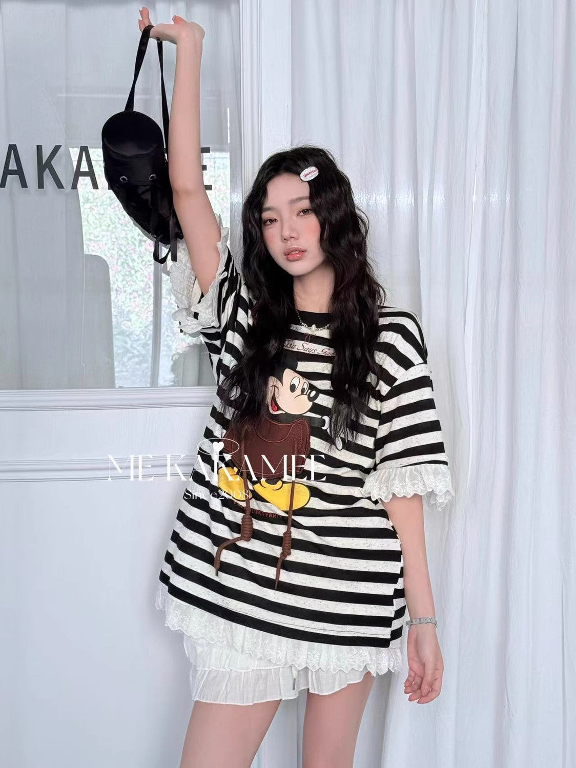 【Tops】キャラクターレースTシャツ T01354