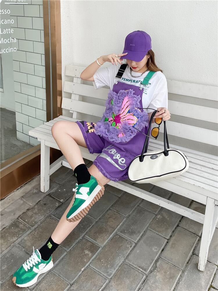 【bottoms】メッシュゆったりオーバーオールF6929