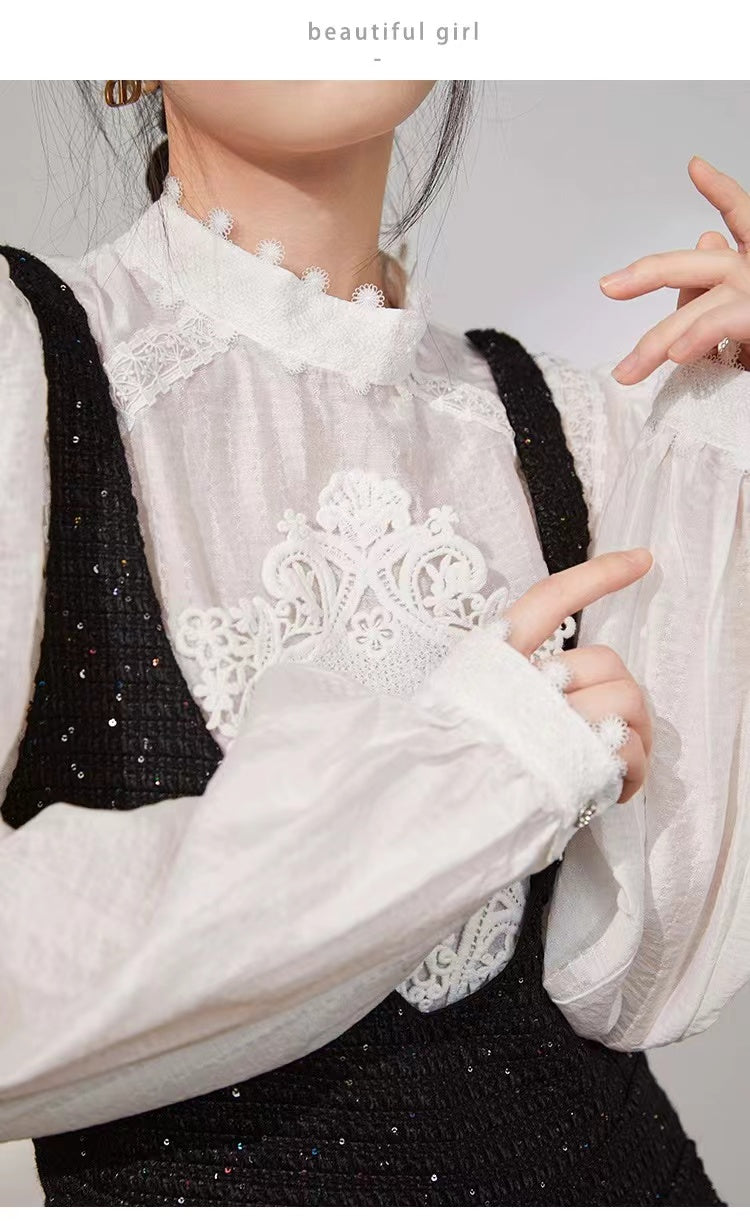 【Set】2点セット ブラウス + サロペット W11310