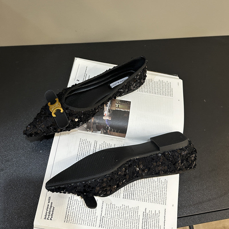 【Shoes】スパンコールフラットシューズ W13829