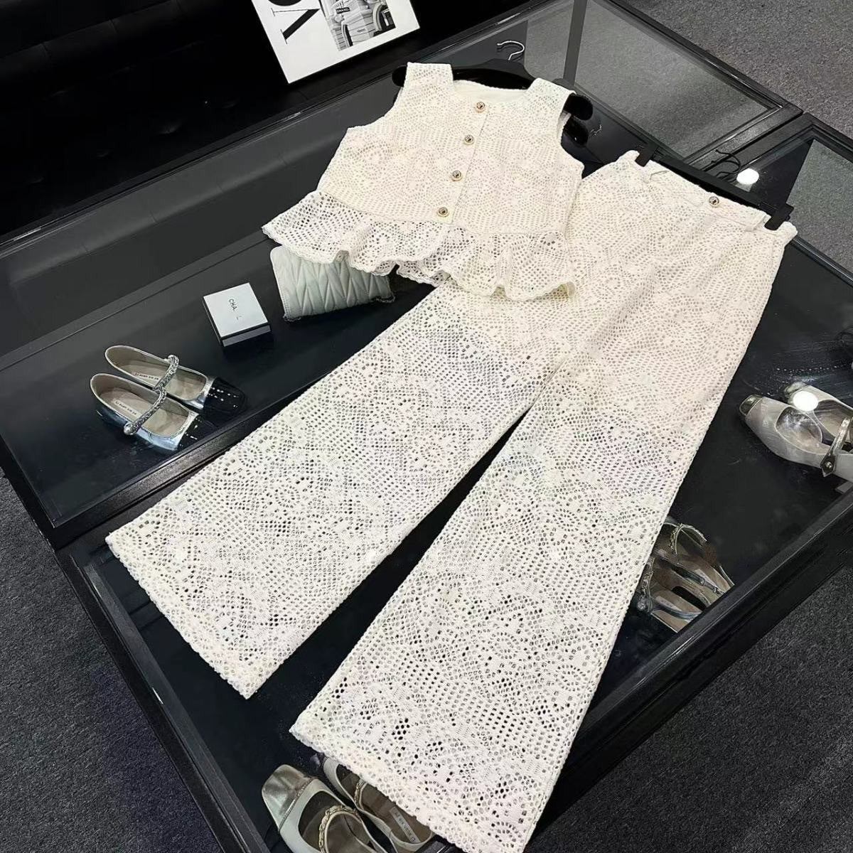 【Set】レース2点セット タンクトップ+パンツ W11876