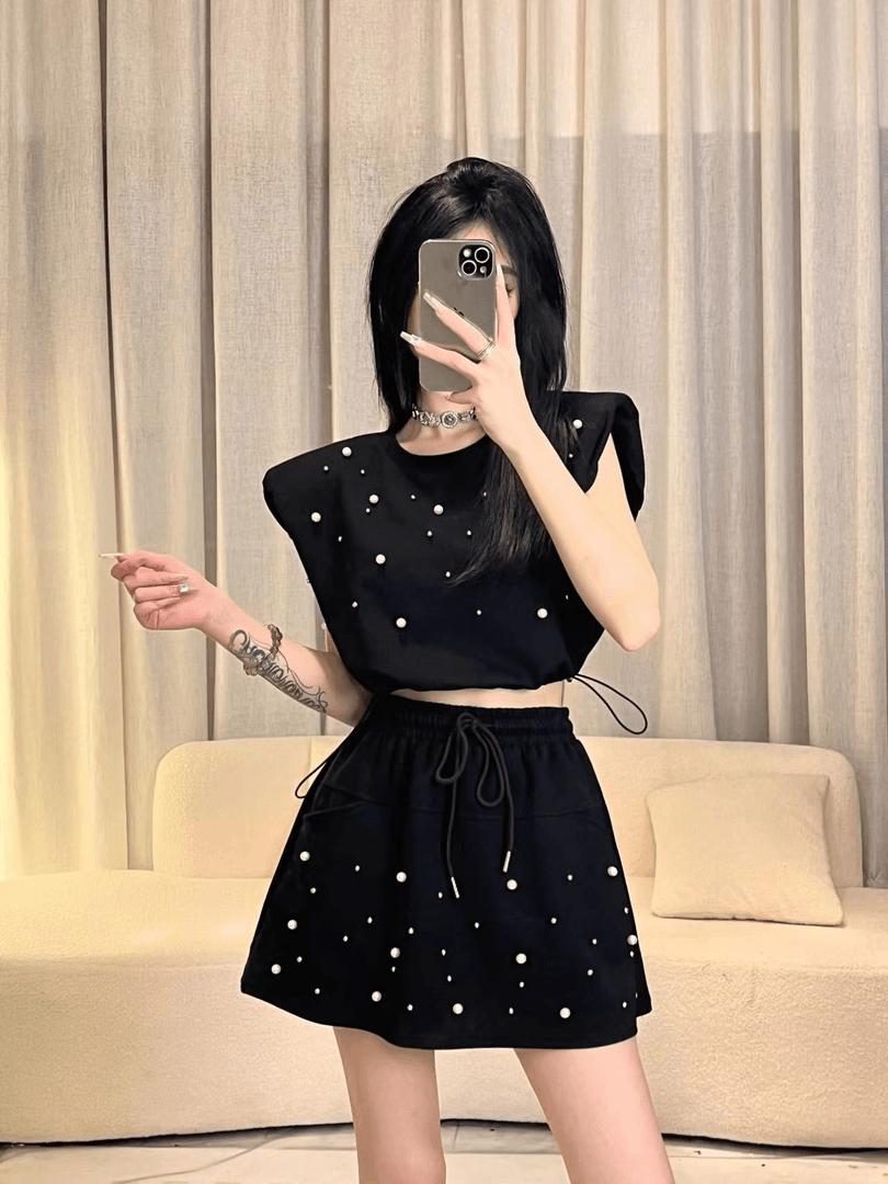 【Set】タンクトップ+スカート2点セット W12407