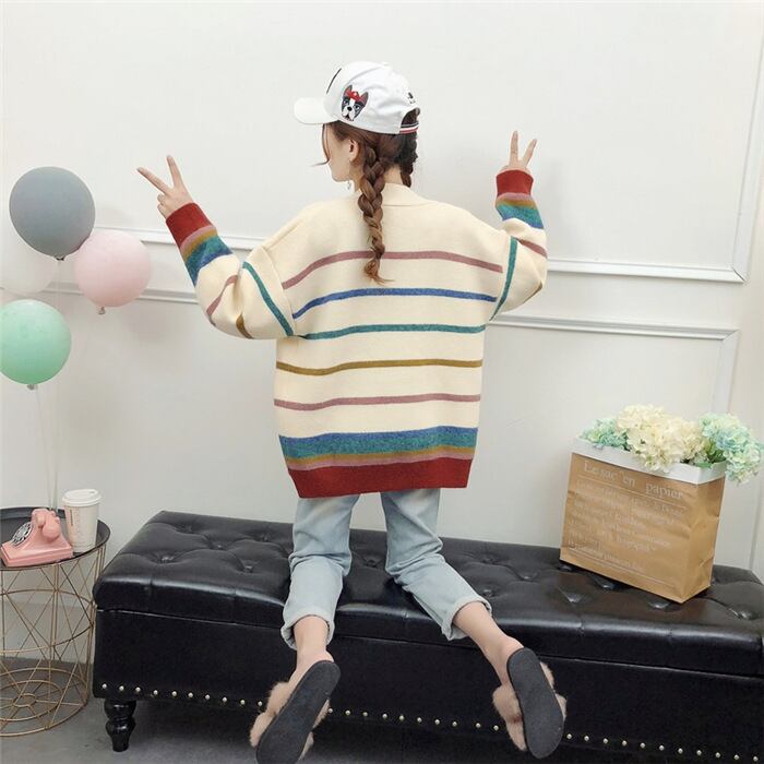 【outer】売り切れ必至ストライプ柄カラーマッチングカーディガン