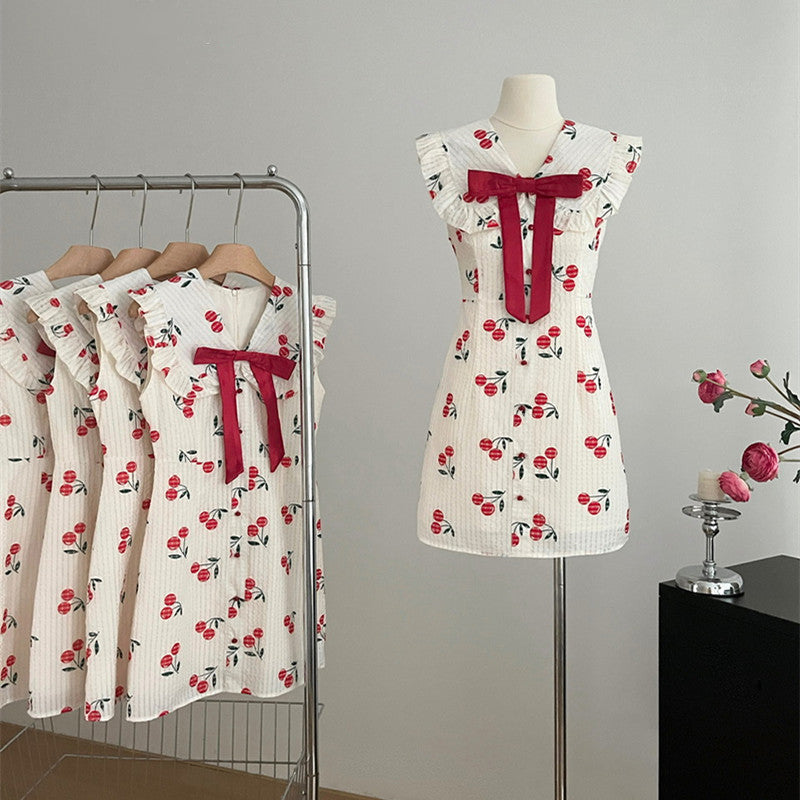 【Dress】チェリー柄デートワンピース W12010