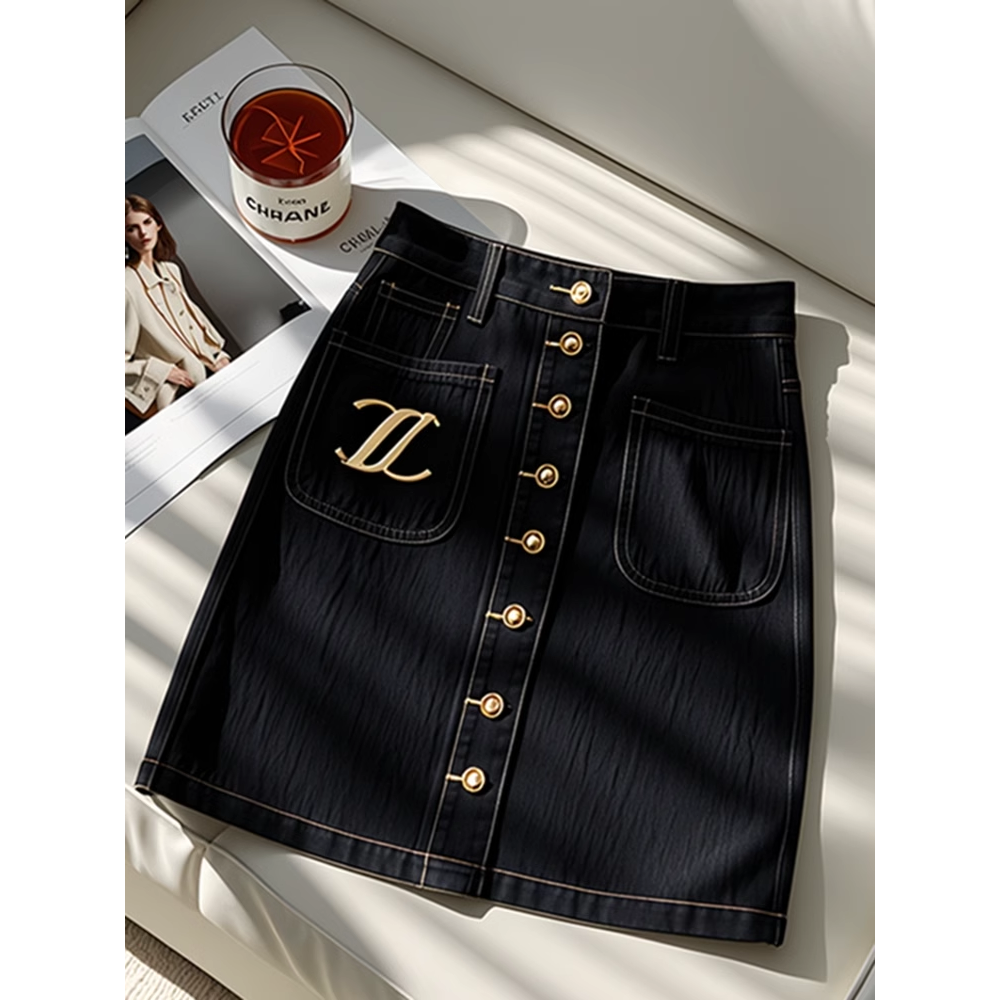 【Bottoms】Aラインデニムスカート W14403