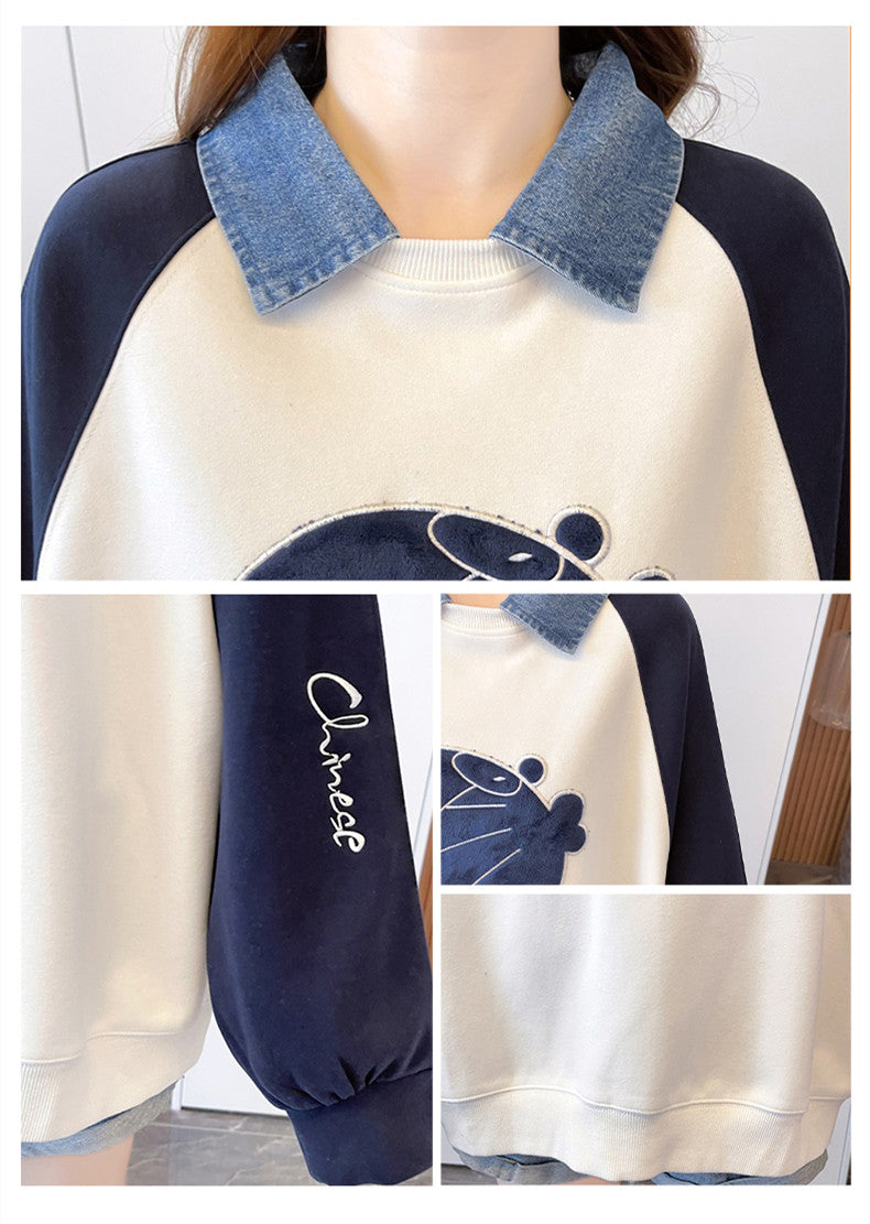 【Tops】POLOネック配色プルオーバー W13960