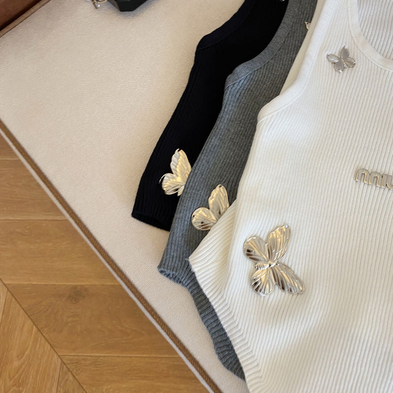 【Tops】蝶々柄タンクトップ T01424