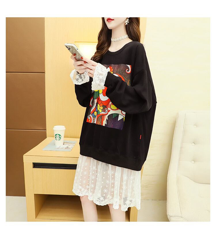 【dress】定番シンプルカジュアルレース切り替え2色ワンピース