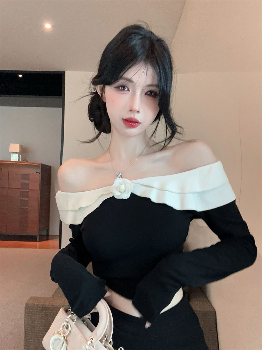【Tops】】配色ショルダーブラウス Z7261