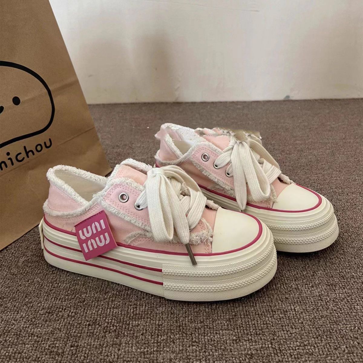 【Shoes】3色厚底スリッポンキャンバスシューズ T01591