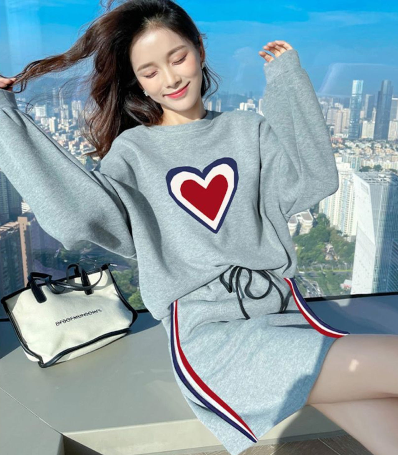 【Set】トップスⅹミニスカートセットアップ W13986