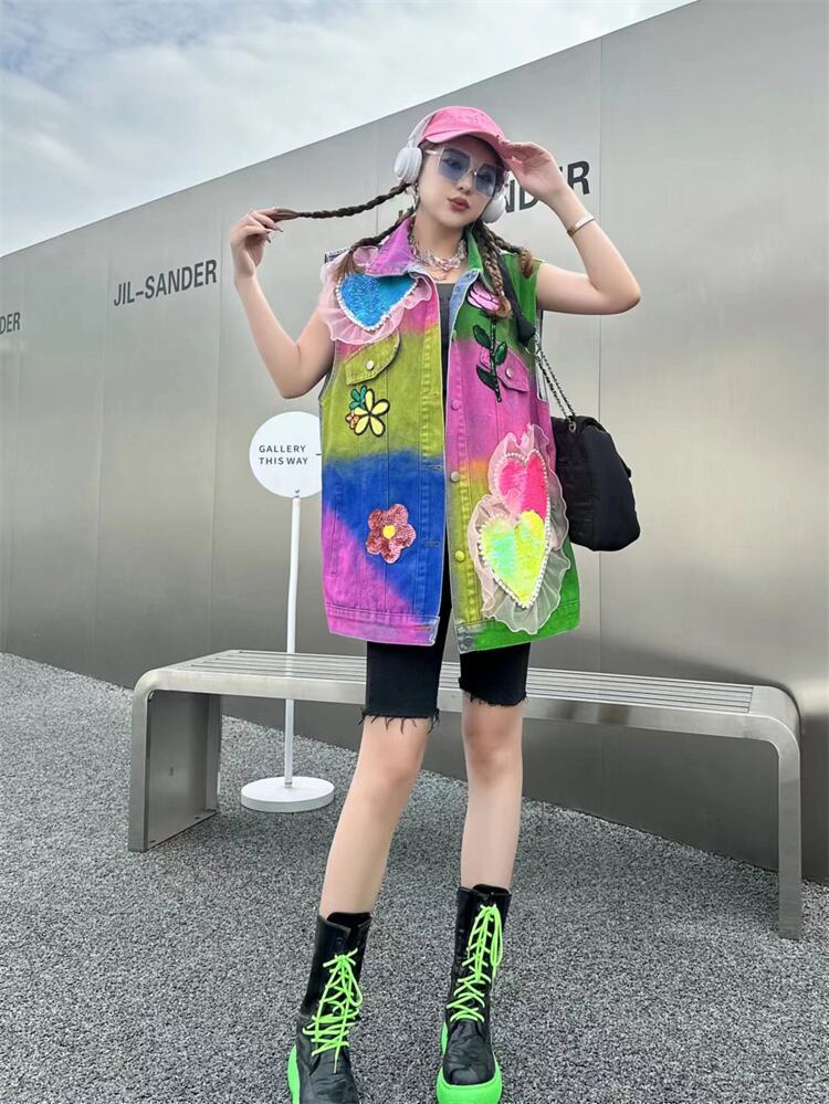 【outer】落書きデニムジレ M21369