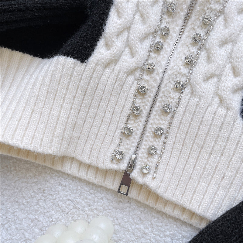 【Outer】配色ニットカーディカン W13246