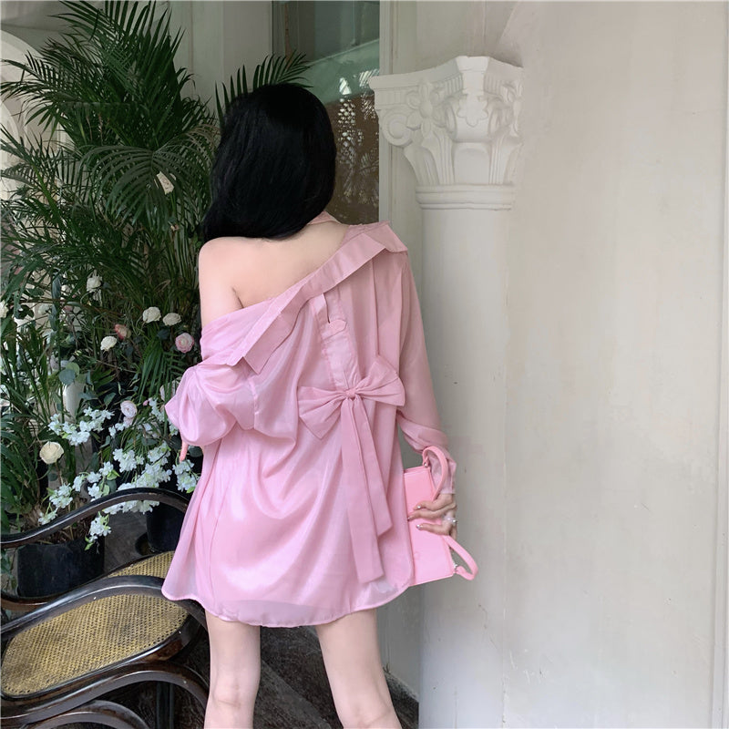 【Tops】UVカット薄いシャツ W12348
