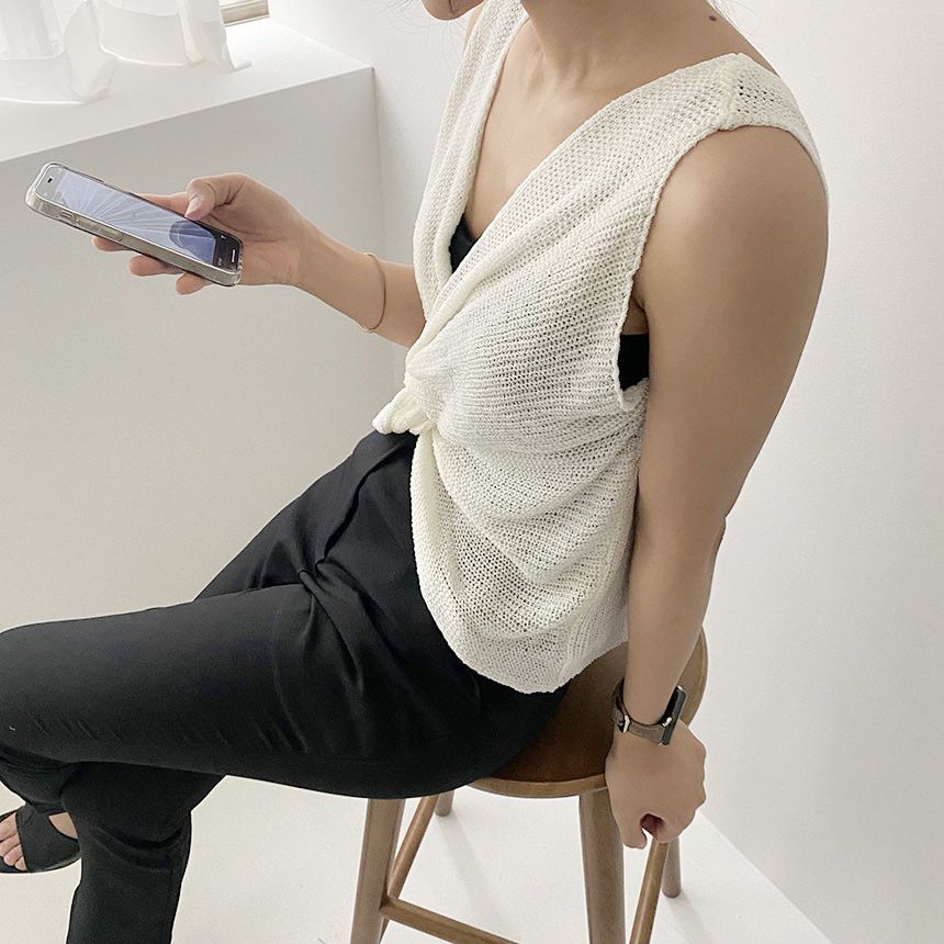 【Tops】3色展開ニットタンクトップ W13746