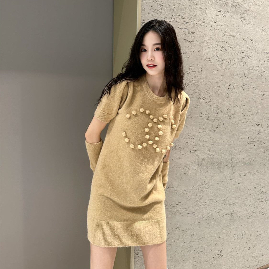 【Dress】4色選択可ニットワンピース W13328