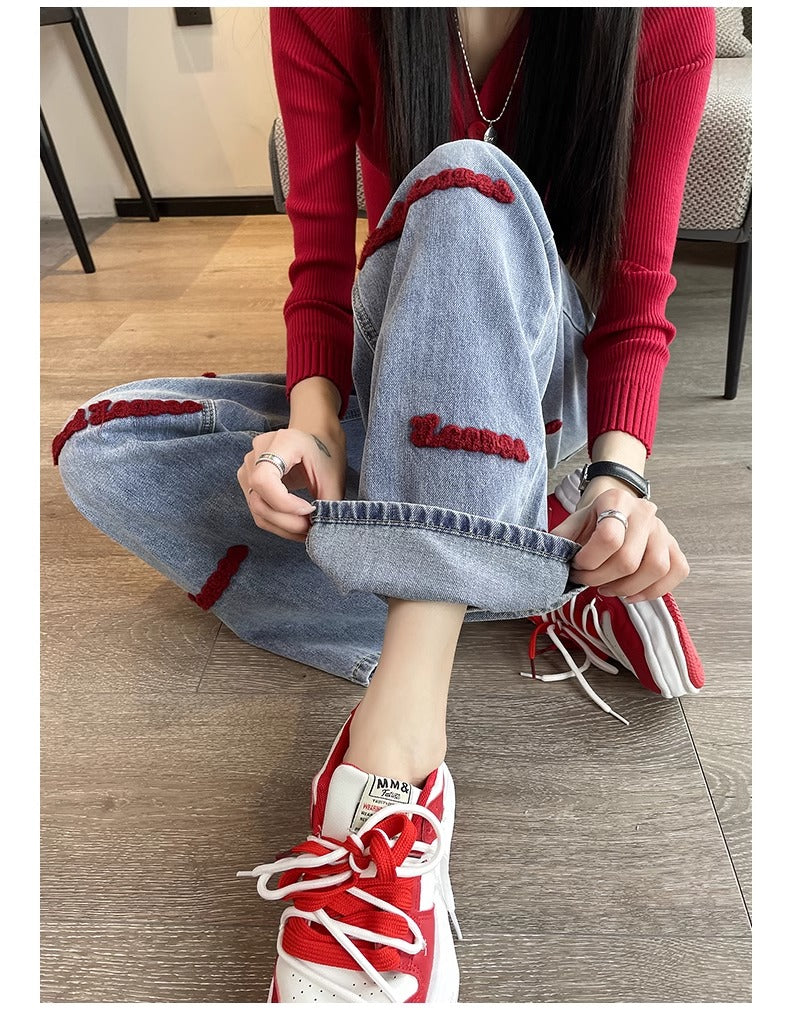 【Bottoms】刺繍デニムパンツ W13976