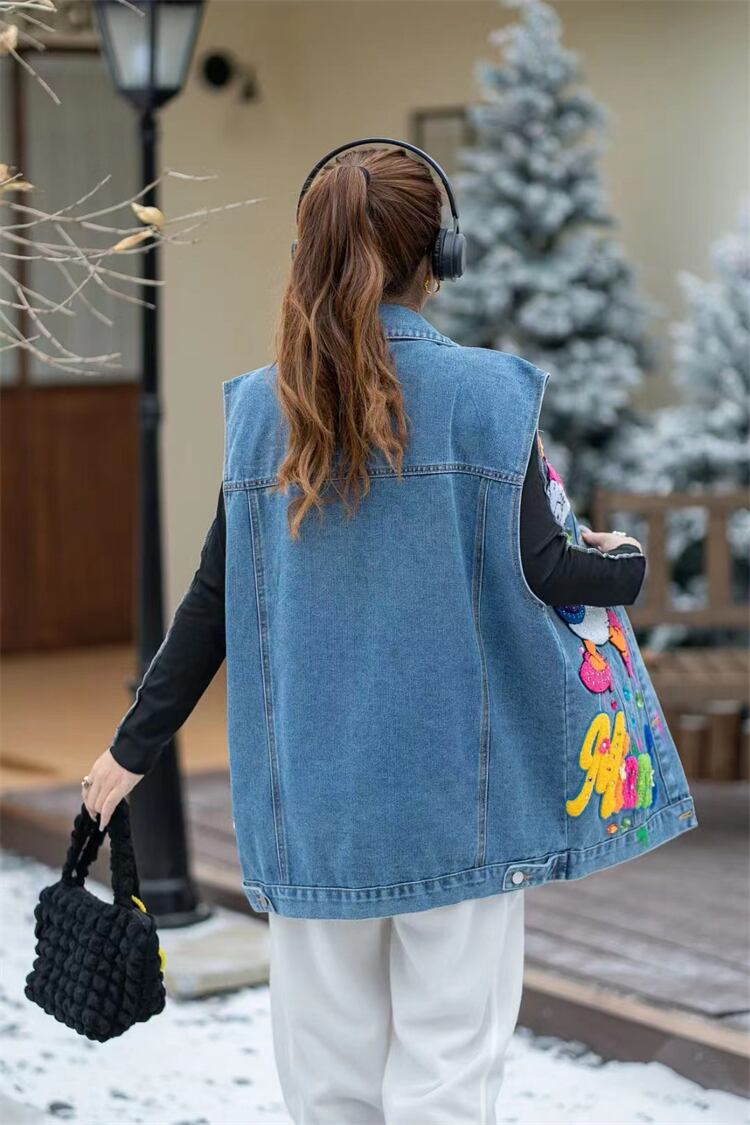 【outer】カートゥーンデニムジレ M21370
