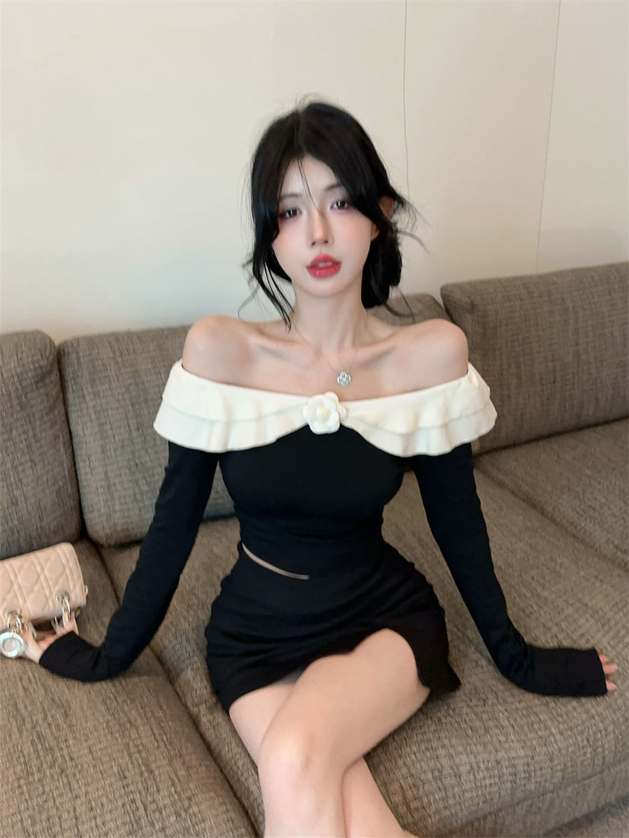 【Tops】】配色ショルダーブラウス Z7261