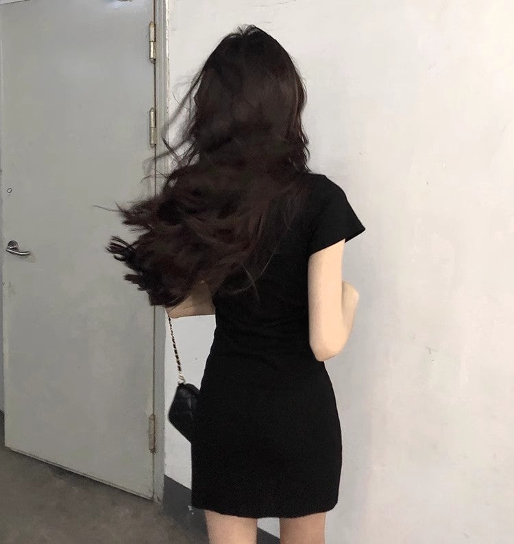 【Dress】タイト半袖ワンピース W12653