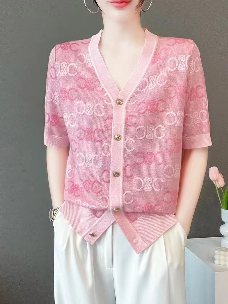 【Outer】薄い半袖ニット W13280