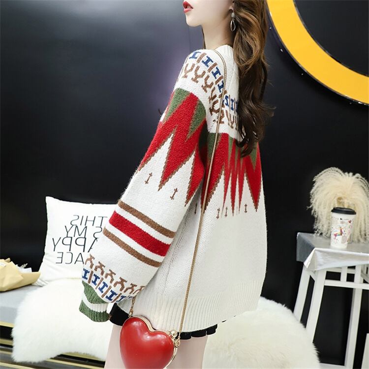 【tops】絶対流行セーター2色キャンパスラウンドネックランタンスリーブ