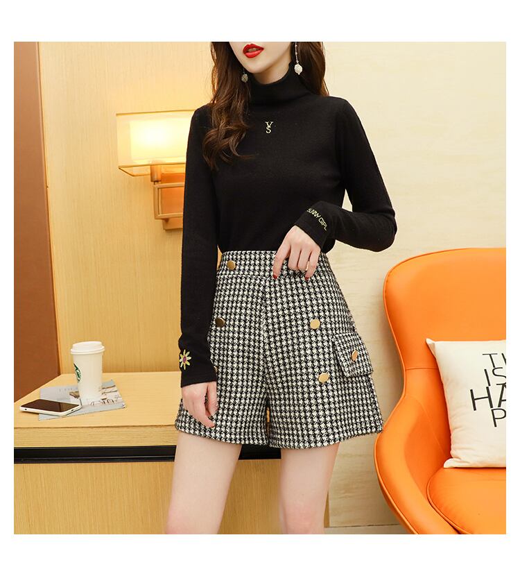 【tops】美人度アップ刺繍タイトニットセーター付き合わせやすい3色