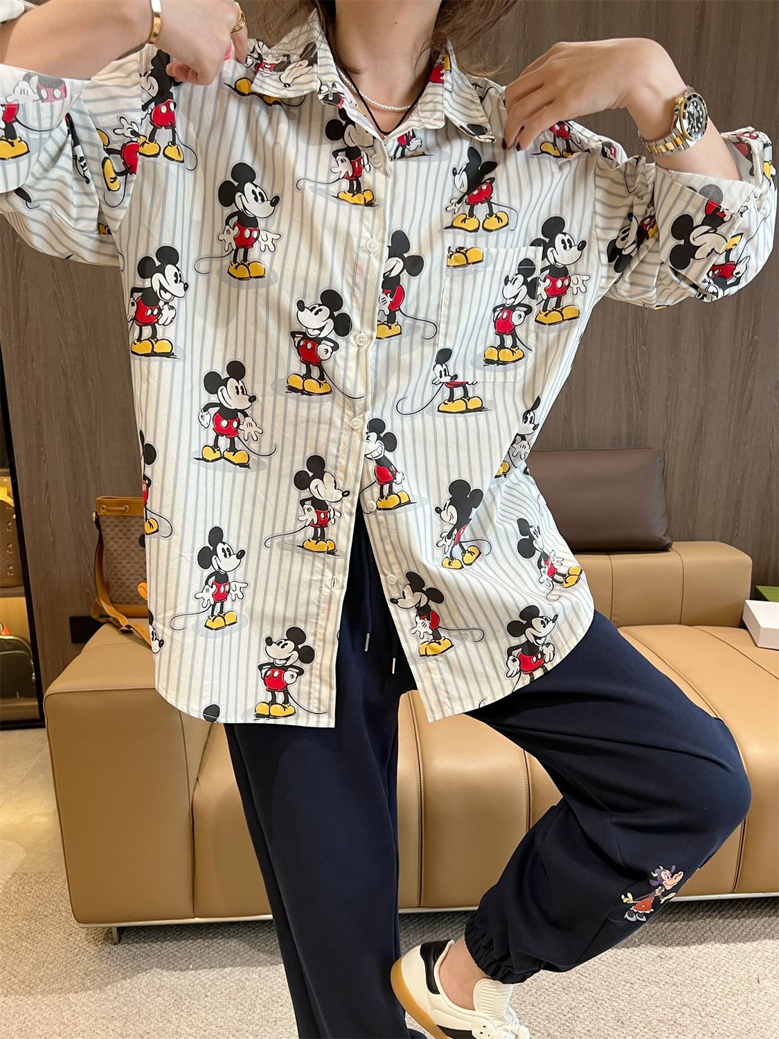 【Tops】プリント長袖シャツ Z7666