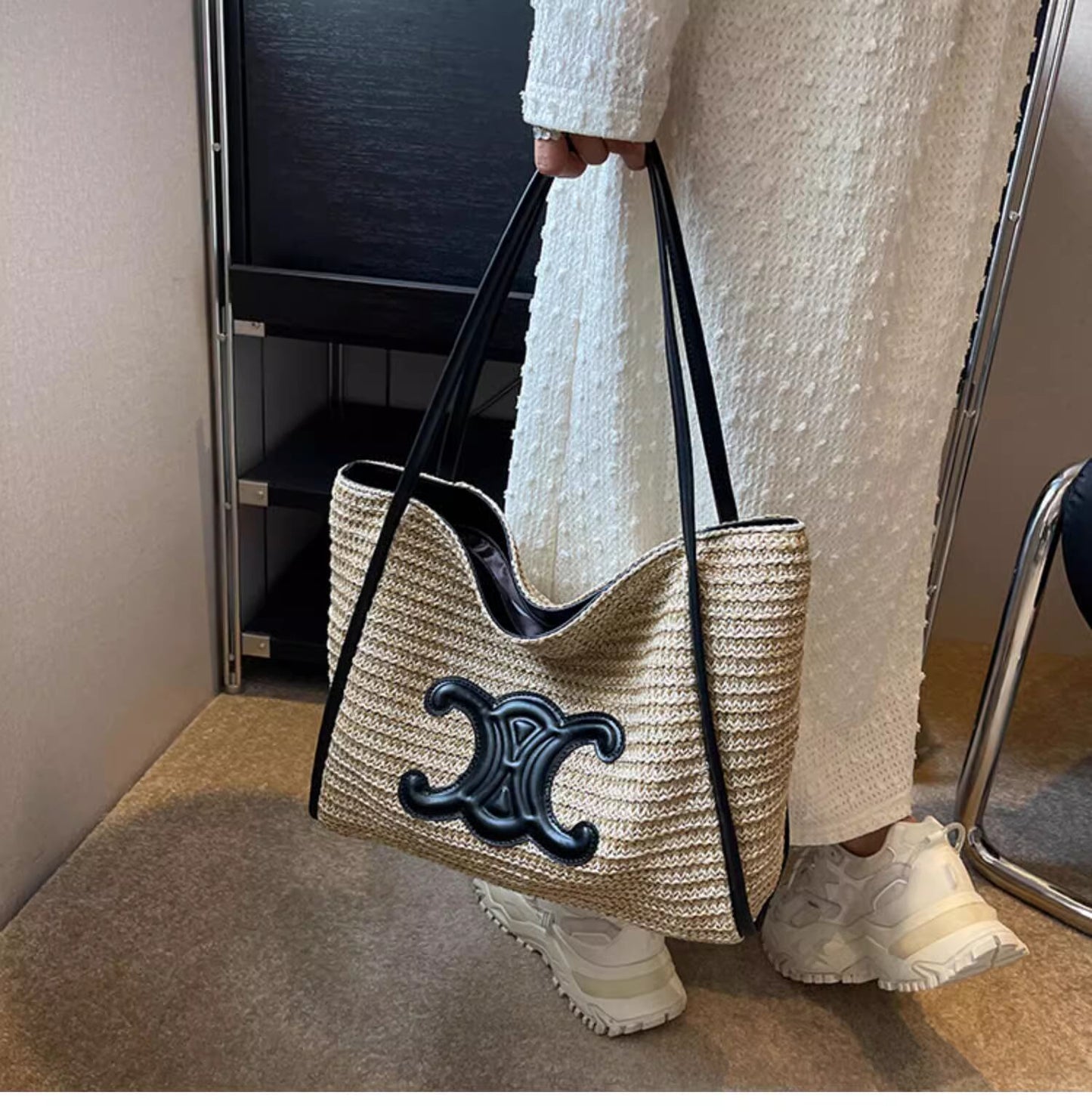 【雑貨】編み物大容量ハンドバック M22122