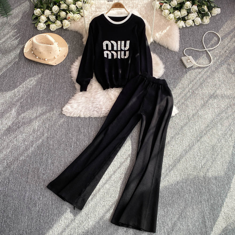 【Set】4色選択可ニット+パンツ 2点セット W14395