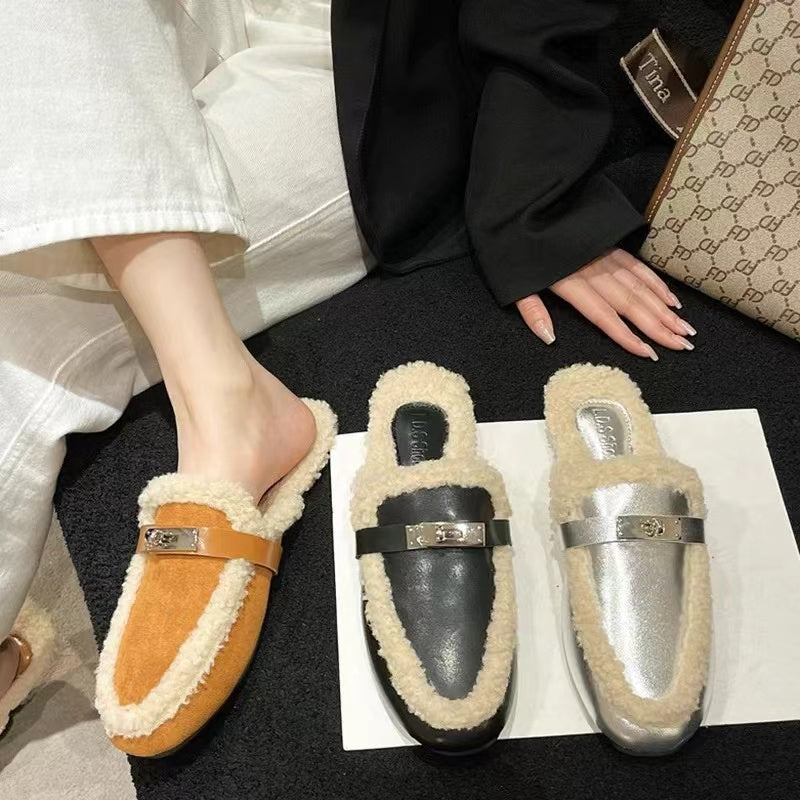 【Shoes】ラムウールデザインスリッパ W13605