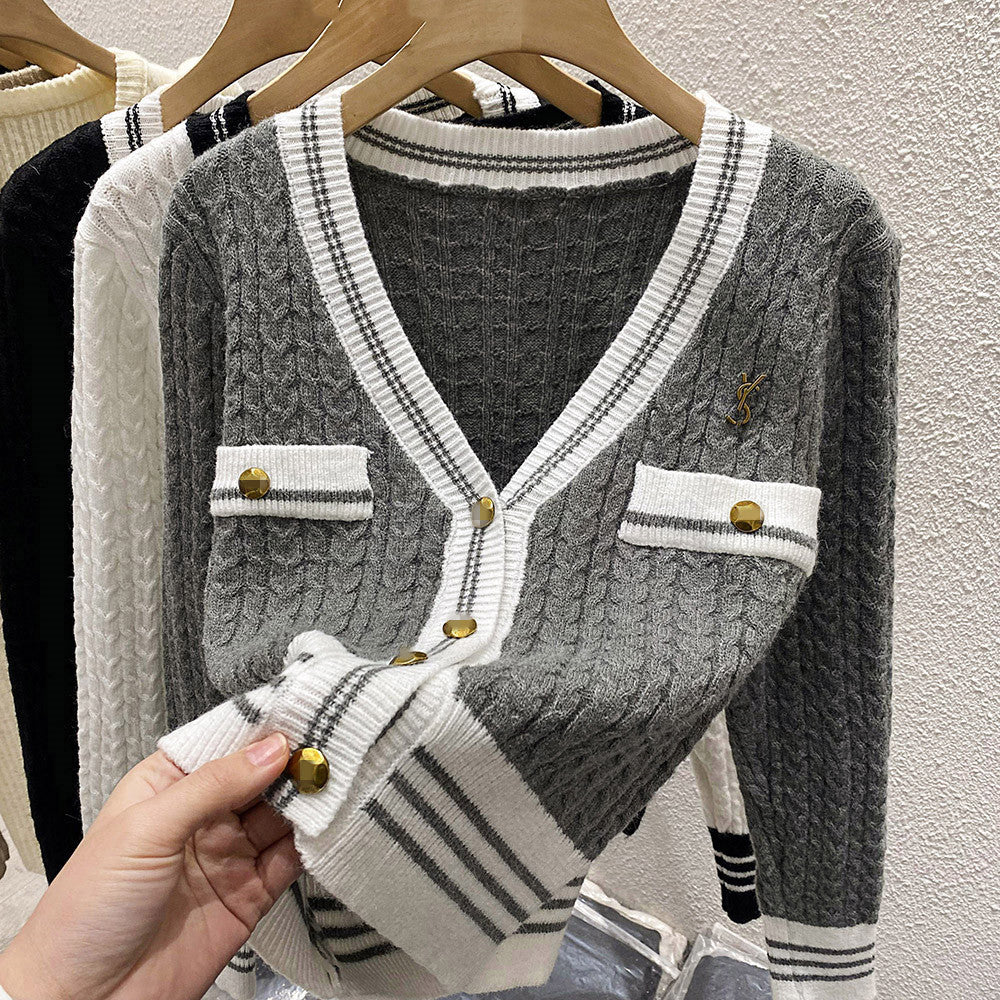 【Outer】3色展開配色カーディカン W13131