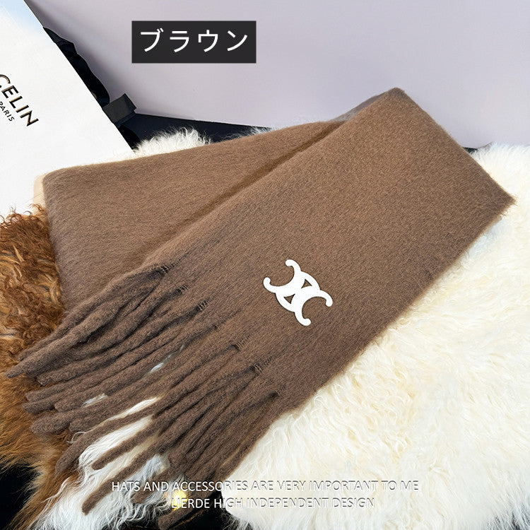 【雑貨】厚手フリンジマフラー W14654