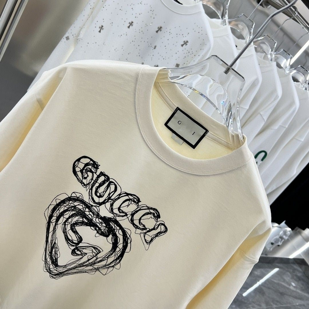 【Tops】プリントラウンドネックルーズレターTシャツ T01525