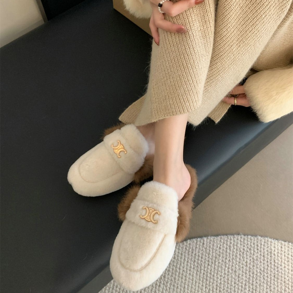 【Shoes】人気ファースリッパ Z8133
