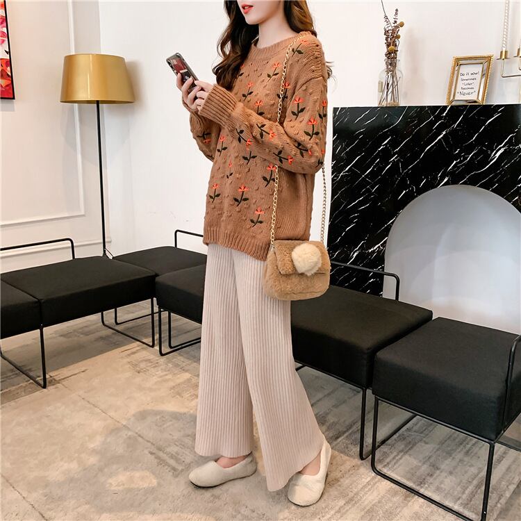 【tops】超人気スウィート刺繍ニットセーター4色付き着やすい