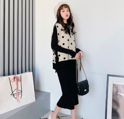 【set】超人気商品新商品ドット柄セーター2点セット